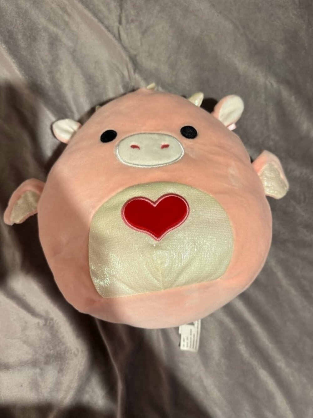 Squishmallows Pink Dragon with Red Heart and Shiny Belly